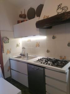 una cucina con piano cottura e lavandino di Dalla Manu 1/2 a Porto Istana