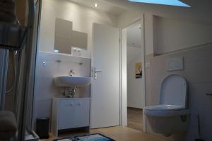 y baño con aseo y lavamanos. en Apartment Gars am Inn, en Gars am Inn