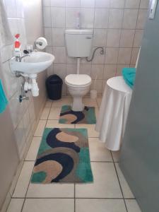 a bathroom with a toilet and a sink at Eve's Accommodation in Windhoek