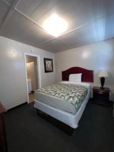 a bedroom with a bed and a light on the ceiling at Extended Stay of Carrizo Springs in Carrizo Springs