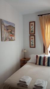 1 dormitorio con 1 cama con 2 toallas en VyVE Grazalema AT, en Grazalema