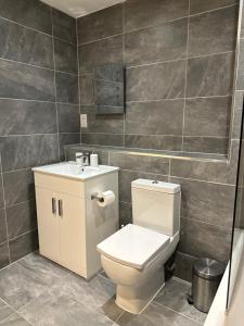 ein Bad mit einem WC und einem Waschbecken in der Unterkunft Hoxton Street, Shoreditch in London