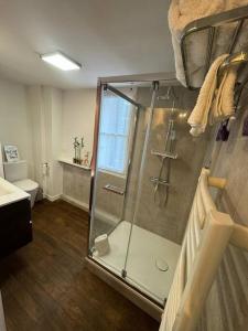 a bathroom with a shower and a toilet at L'esKale / Gare de Tours in Tours