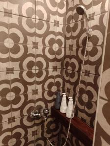 a shower in a bathroom with a tile wall at B&B - El Refugio -C D in Paraná