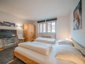 a bedroom with two beds and a television at Apartment Gorilla in Hopfgarten im Brixental