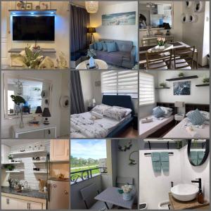 a collage of photos of a living room at Cozy 2BR with FREE Pool beside SM City Mall in Davao City