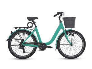 a green bike with a basket on it at Sri Phala Resort & Villa in Sanur