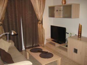 sala de estar con sofá y TV de pantalla plana en Apartamento Illa Mar, en Sant Carles de la Ràpita