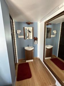 イェーラギリにあるSharma Nivas Holiday Homestayのバスルーム(洗面台2台、鏡付)