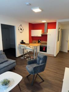 Кухня или мини-кухня в Barrierefreie Ferienwohnungen in der Nähe der Golf- und Freizeitanlage
