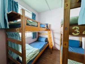 a bunk bed room with two bunk beds in it at MatchBox Hostel in Longjing