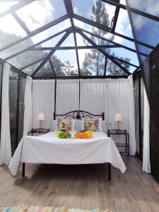 a bedroom with a bed in a tent at Costa Vicentina Sky View in Rogil