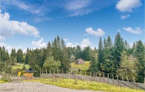 a house on a hill in a field with trees at Awesome Home In Grua With House A Panoramic View in Harestua