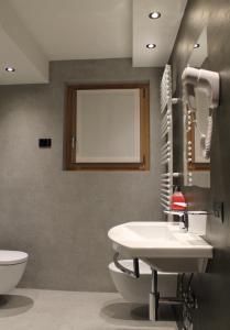 a bathroom with a sink and a toilet at Chalet Girasole in Livigno