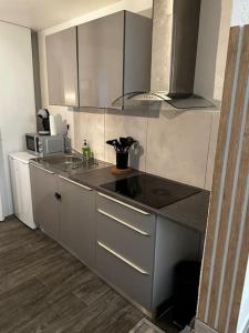 a kitchen with a sink and a counter top at Le Cosy'ppart - EasyLife in Bourgoin