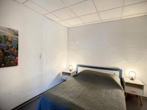 Posteľ alebo postele v izbe v ubytovaní Appartement F2 avec Véranda, Wifi et Animaux Acceptés Proche Thermes et Parc - Lamalou-les-Bains - FR-1-451-171