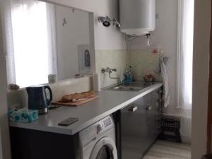 eine Küche mit einer Spüle und einer Waschmaschine in der Unterkunft Appartement Blonville-sur-Mer, 2 pièces, 4 personnes - FR-1-712-31 in Blonville-sur-Mer