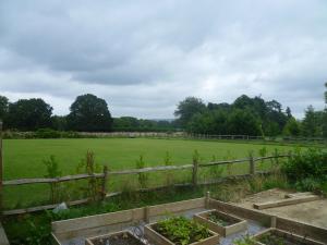 a garden with a field in the background at The Music Room - Kingsize Double Oak Studio - Sleeps 2 - Quirky - Rural in Haslemere