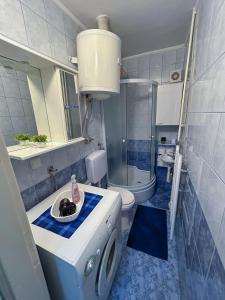 ein Badezimmer mit einem Waschbecken und einer Waschmaschine in der Unterkunft Apartment Gataric Banja Luka in Banja Luka