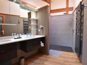 a bathroom with a sink and a shower at Chalet Le Grand-Bornand, 6 pièces, 11 personnes - FR-1-467-68 in Le Grand-Bornand