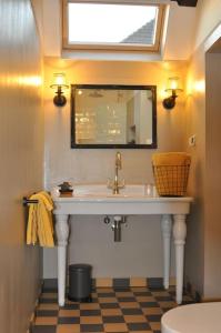 een badkamer met een wastafel en een spiegel bij Vakantiewoning Hof7tien90 in Nuth