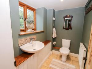a bathroom with a white sink and a toilet at Pentre Hall in Oswestry