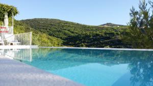 a swimming pool with a view of a mountain at Apartments Villa Sonia & Teo Hvar in Hvar