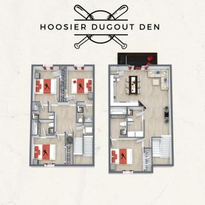 a plan of a floor plan of a house at Hoosier Dugout Den in Bloomington
