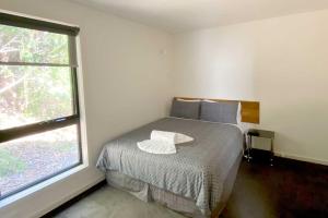 - une chambre avec un lit doté d'un oreiller blanc dans l'établissement Wild Rivers Escape, à Strahan