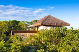 a house with a thatched roof in the forest at Pool Villas Tivoli Ecoresort in Praia do Forte