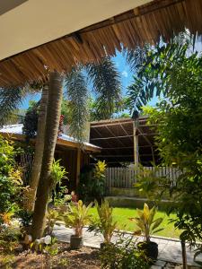a garden with trees and plants in front of a house at Senare Boracay Hotel in Boracay