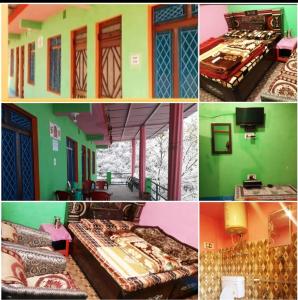 a collage of pictures of a room with beds at Bajwal Home-Stay & Guest-House in Sari
