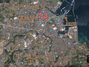 a map of a city with red buildings at Advance Gojo 205 - Vacation STAY 23022v in Goto