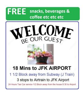 a flyer for a welcome to uk airport with a plant at JFK AIRPORT GUEST HOUSE in Queens