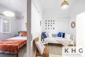 Ένα ή περισσότερα κρεβάτια σε δωμάτιο στο Théa Lassi 2 bedroom apartment, Garden level