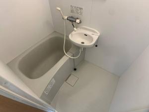 a bathroom with a bath tub and a sink at 新三条Home 402 in Asahikawa