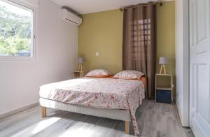 een slaapkamer met een bed en een raam bij Villa Swany in Petit-Bourg