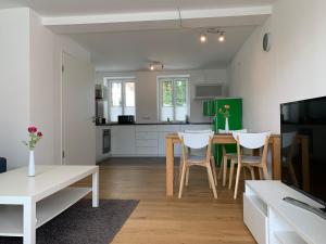 Kuchyň nebo kuchyňský kout v ubytování Frundsberg-Apartment
