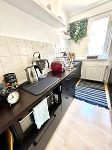 uma cozinha com um lavatório e uma bancada em Apartment PM em Zagreb