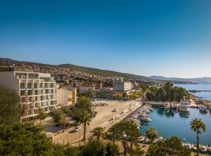 a view of a harbor with boats in the water at Aminess Younique Narrivi Hotel in Crikvenica