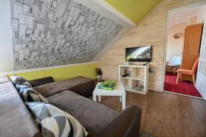 Televízia a/alebo spoločenská miestnosť v ubytovaní BellaVista 1 Apartman