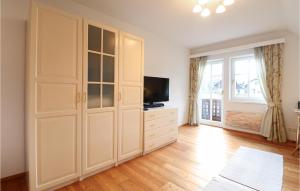 a living room with a tv and a large closet at Stunning Home In Kleblach-lind With Wi-fi in Fellbach