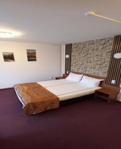特爾馬丘的住宿－MOTEL POPAS TALMACIU，一间卧室,卧室内配有一张大床