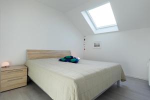 a bedroom with a bed and a window at LM9-3-3 - Ferienwohnung Wremer Bogen Komfort in Schottwarden