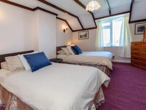 a bedroom with two beds and a window at The Bickney in Llanrian