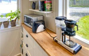 um balcão de cozinha com um liquidificador e um micro-ondas em Gorgeous Home In Nssj With House Sea View em Nässjö
