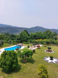 Blick auf einen Garten mit Pool in der Unterkunft Sonho Verde by LovelyStay in Ribeira de Pena