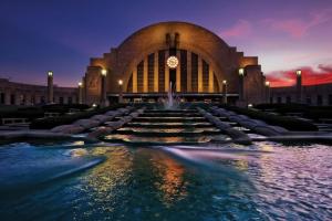 a large building with a fountain in front of it at Brand NEW home among the Nook in Hamilton, Ohio in Hamilton