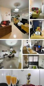 a collage of four pictures of a living room at Adorable Santo Domingo in Santo Domingo