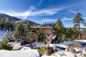 a house in the snow with trees at Tall Pine Chalet in Stateline